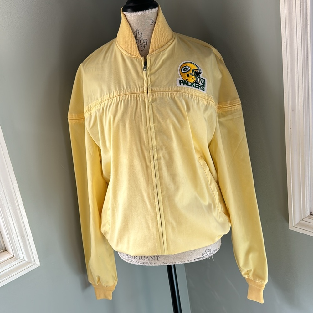 Vintage Stange light yellow cotton‎ Green Bay Packers Sport Jacket NWOT size L